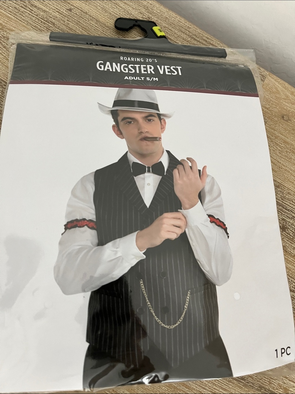 Pinstripe Gangster Vest Only Costume - Black
